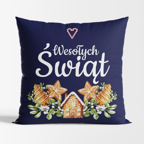 Poduszka świąteczna dwustronna z mikrofibry 40x40 Pierniki granatowa z wypełnieniem silikonu TBN016/SIL/002/040040/1 Poduszka świąteczna dwustronna z mikrofibry 40x40 Pierniki granatowa z wypełnieniem silikonu TBN016/SIL/002/040040/1