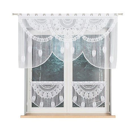 RANI Zazdrostka makramowa żakardowa gotowa, szerokość 60 x wysokość 50cm, kolor 001 biały 001474/PBL/001/060050/1