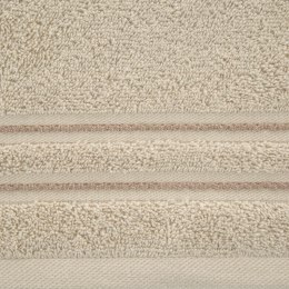 Ręcznik Emina 50x90 beżowy zdobiony stebnowaną bordiurą 500 g/m2 Eurofirany