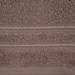 Ręcznik Emina 50x90 brązowy zdobiony stebnowaną bordiurą 500 g/m2 Eurofirany