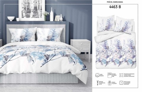 Pościel bawełniana 140x200 biała niebieska wrzosowa kwiaty z jedną poszewką 4463 B bawełna 40 Pościel bawełniana 140x200 biała niebieska wrzosowa kwiaty z jedną poszewką 4463 B bawełna 40
