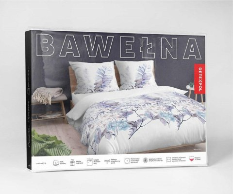 Pościel bawełniana 140x200 biała niebieska wrzosowa kwiaty z jedną poszewką 4463 B bawełna 40 Pościel bawełniana 140x200 biała niebieska wrzosowa kwiaty z jedną poszewką 4463 B bawełna 40