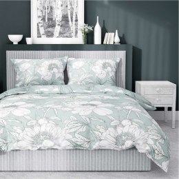 Pościel bawełniana 180x200 miętowa kwiaty 4461 B bawełna 40