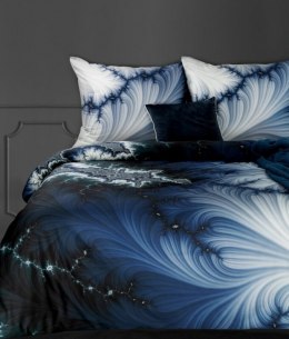 Pościel satynowa 160x200 Premium 16 niebieska z efektem 3D Eurofirany
