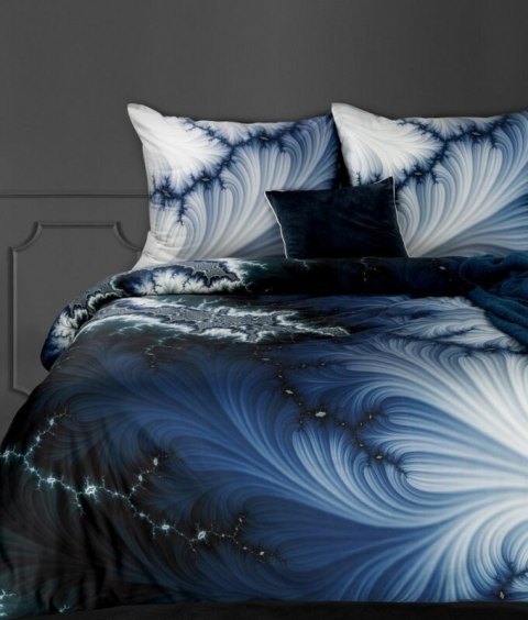 Pościel satynowa 160x200 Premium 16 niebieska z efektem 3D Eurofirany