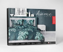 Pościel satynowa 180x200 4528 B turkusowa morska liście monstery Home Satin 131