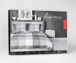 Pościel satynowa 180x200 4533 B szara biała krata Home Satin 131