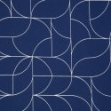 Zasłona 140x250 Evi granatowa złota z błyszczącym nadrukiem geometrycznym gotowa na przelotkach Eurofirany