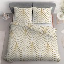 Pościel bawełniana 220x200 Liście biała złota 4694 A bawełna 40 Pościel bawełniana 220x200 Liście biała złota 4694 A bawełna 40