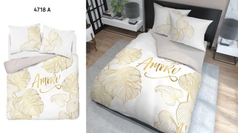 Pościel bawełniana 220x200 biała złota Amore 4718 A Holland Home 71 Pościel bawełniana 220x200 biała złota Amore 4718 A Holland Home 71