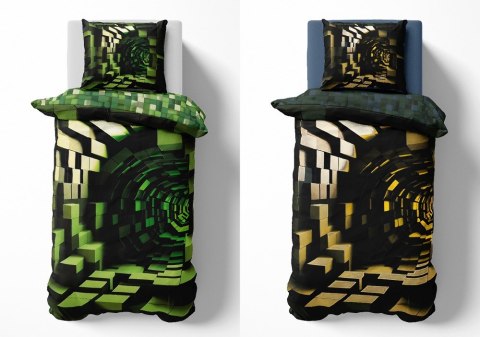 Pościel świecąca w ciemności 140x200 Pikselowy świat zielona 4634 A Fluo 35 Pościel świecąca w ciemności 140x200 Pikselowy świat zielona 4634 A Fluo 35
