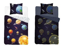 Pościel świecąca w ciemności 160x200 Kosmos planety granatowa kolorowa 4639 A Fluo 76