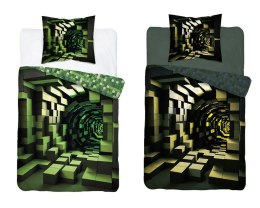 Pościel świecąca w ciemności 160x200 Pikselowy świat zielona 4634 A Fluo 35