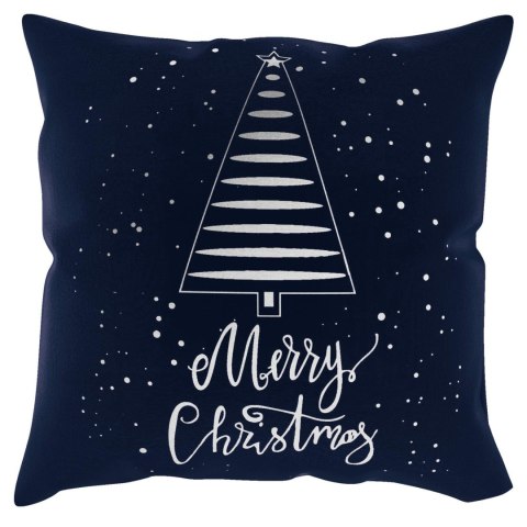 Poszewka świąteczna 45x45 Tree granatowa srebrna choinka Merry Christmas BN23 Poszewka świąteczna 45x45 Tree granatowa srebrna choinka Merry Christmas BN23