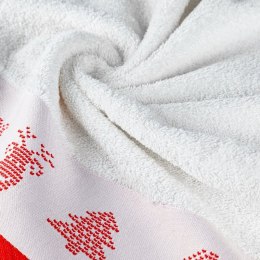 Ręcznik Noel 70x140 biały czerwony renifery świąteczny 02 450 g/m2 Eurofirany