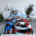 Kocyk z mikrofibry 100x150 Avengers Heroes niebieski czerwony JF23 Kocyk z mikrofibry 100x150 Avengers Heroes niebieski czerwony JF23