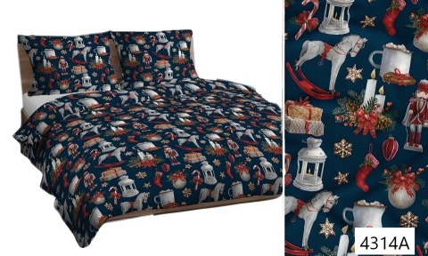 Pościel bawełniana 160x200 granatowa kolorowa 4314 A świąteczna bawełna Max Pościel bawełniana 160x200 granatowa kolorowa 4314 A świąteczna bawełna Max