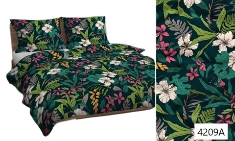 Pościel bawełniana 160x200 zielona ciemna kolorowa kwiaty 4209 A bawełna Max Pościel bawełniana 160x200 zielona ciemna kolorowa kwiaty 4209 A bawełna Max