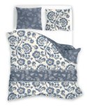 Pościel satynowa 160x200 Pure Sateen 008 kremowa niebieska kwiaty Faro Pościel satynowa 160x200 Pure Sateen 008 kremowa niebieska kwiaty Faro