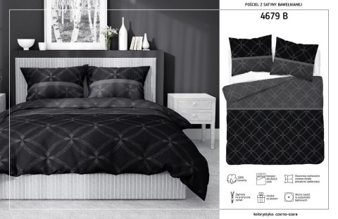 Pościel satynowa 180x200 czarna szara 4679 B Home Satin 40 Pościel satynowa 180x200 czarna szara 4679 B Home Satin 40
