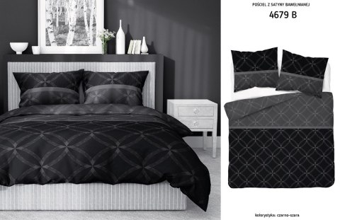 Pościel satynowa 180x200 czarna szara 4679 B Home Satin 40 Pościel satynowa 180x200 czarna szara 4679 B Home Satin 40