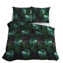 Pościel satynowa 180x200 czarna zielona liście 4680 A Home Satin 40