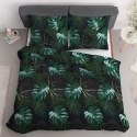 Pościel satynowa 180x200 czarna zielona liście 4680 A Home Satin 40