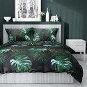 Pościel satynowa 180x200 czarna zielona liście 4680 A Home Satin 40