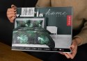 Pościel satynowa 180x200 czarna zielona liście 4680 A Home Satin 40