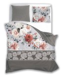 Pościel satynowa 220x200 Pure Sateen 007 beżowa szara kwiaty Faro Pościel satynowa 220x200 Pure Sateen 007 beżowa szara kwiaty Faro