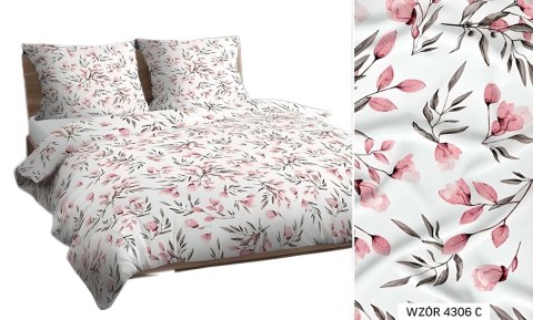 Poszewka bawełniana 70x80 biała różowa brązowa kwiatki 4306 C bawełna Max Poszewka bawełniana 70x80 biała różowa brązowa kwiatki 4306 C bawełna Max
