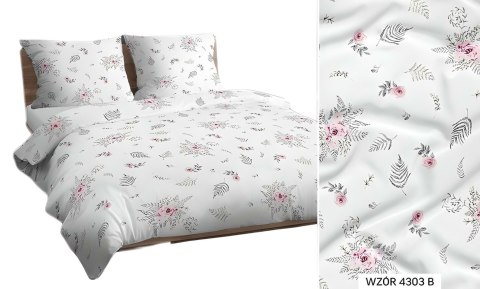 Poszewka bawełniana 70x80 biała szara różowa liście kwiatki 4303 B bawełna Max Poszewka bawełniana 70x80 biała szara różowa liście kwiatki 4303 B bawełna Max