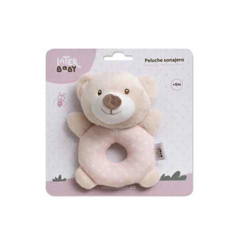 Grzechotka pluszowa zabawka Miś beżowy różowy 17cm Grzechotka pluszowa zabawka Miś beżowy różowy 17cm
