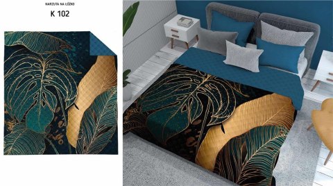 Narzuta dekoracyjna 220x240 niebieska złota liście K 102 Holland 14 Narzuta dekoracyjna 220x240 niebieska złota liście K 102 Holland 14