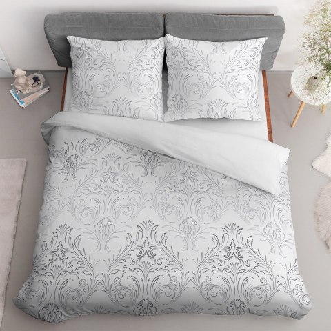 Pościel satynowa 140x200 biała szara 4677 B z jedną poszewką Home Satin 40 Pościel satynowa 140x200 biała szara 4677 B z jedną poszewką Home Satin 40
