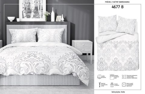 Pościel satynowa 140x200 biała szara 4677 B z jedną poszewką Home Satin 40 Pościel satynowa 140x200 biała szara 4677 B z jedną poszewką Home Satin 40