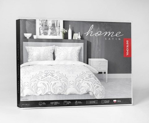 Pościel satynowa 140x200 biała szara 4677 B z jedną poszewką Home Satin 40 Pościel satynowa 140x200 biała szara 4677 B z jedną poszewką Home Satin 40