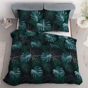 Pościel satynowa 180x200 czarna turkusowa liście 4680 B Home Satin 40 Pościel satynowa 180x200 czarna turkusowa liście 4680 B Home Satin 40