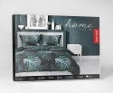 Pościel satynowa 180x200 czarna turkusowa liście 4680 B Home Satin 40 Pościel satynowa 180x200 czarna turkusowa liście 4680 B Home Satin 40