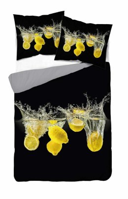 Pościel z mikrofibry 3D 160x200 Cytryny czarna szara 4173 A mikro 28