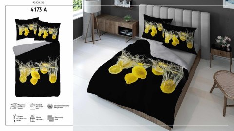 Pościel z mikrofibry 3D 160x200 Cytryny czarna szara 4173 A mikro 28 Pościel z mikrofibry 3D 160x200 Cytryny czarna szara 4173 A mikro 28