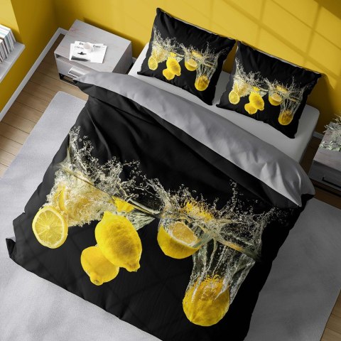 Pościel z mikrofibry 3D 160x200 Cytryny czarna szara 4173 A mikro 28 Pościel z mikrofibry 3D 160x200 Cytryny czarna szara 4173 A mikro 28