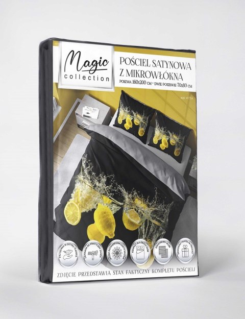Pościel z mikrofibry 3D 160x200 Cytryny czarna szara 4173 A mikro 28 Pościel z mikrofibry 3D 160x200 Cytryny czarna szara 4173 A mikro 28