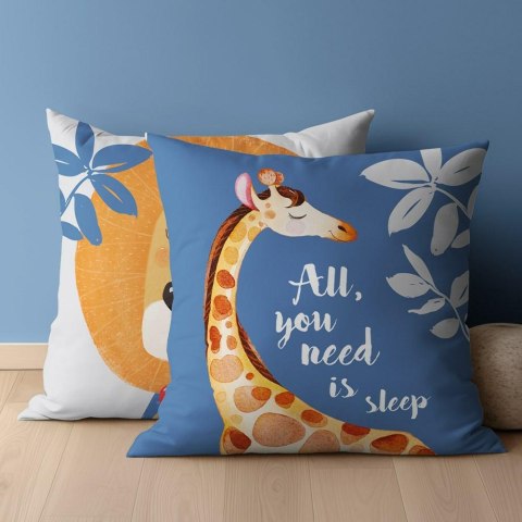 Poszewka bawełniana 40x40 All you need is sleep żyrafa lew niebieska dwustronna PSBA 23 A Mayamoo 26 Poszewka bawełniana 40x40 All you need is sleep żyrafa lew niebieska dwustronna PSBA 23 A Mayamoo 26