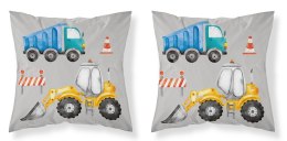 Poszewka bawełniana 40x40 Koparka wywrotka niebieska szara PSBA 08 B Mayamoo 26