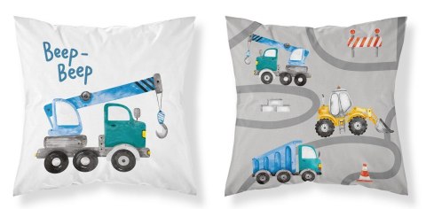 Poszewka bawełniana 40x40 Maszyny budowlane niebieskie beep beep biała szara dwustronna PSBA 07 B Mayamoo 26 Poszewka bawełniana 40x40 Maszyny budowlane niebieskie beep beep biała szara dwustronna PSBA 07 B Mayamoo 26