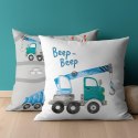 Poszewka bawełniana 40x40 Maszyny budowlane niebieskie beep beep biała szara dwustronna PSBA 07 B Mayamoo 26 Poszewka bawełniana 40x40 Maszyny budowlane niebieskie beep beep biała szara dwustronna PSBA 07 B Mayamoo 26