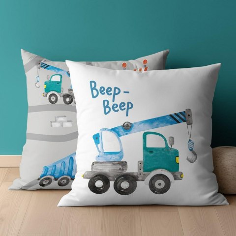 Poszewka bawełniana 40x40 Maszyny budowlane niebieskie beep beep biała szara dwustronna PSBA 07 B Mayamoo 26 Poszewka bawełniana 40x40 Maszyny budowlane niebieskie beep beep biała szara dwustronna PSBA 07 B Mayamoo 26