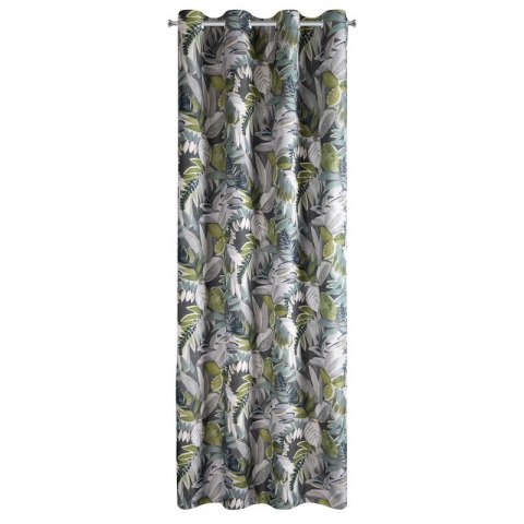 Zasłona 140x270 Marila stalowa z motywem botanicznym gotowa na przelotkach Z10 Eurofirany Zasłona 140x270 Marila stalowa z motywem botanicznym gotowa na przelotkach Z10 Eurofirany