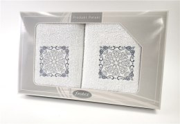 Komplet ręczników w pudełku 2 szt 50x90 70x140 Gift biały wzór 4 Frotex